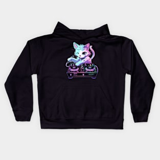 Cat DJ Playlist Kids Hoodie